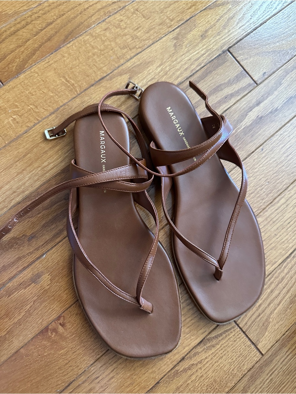 Margaux saddle brown Leather Palermo Thong Sandals